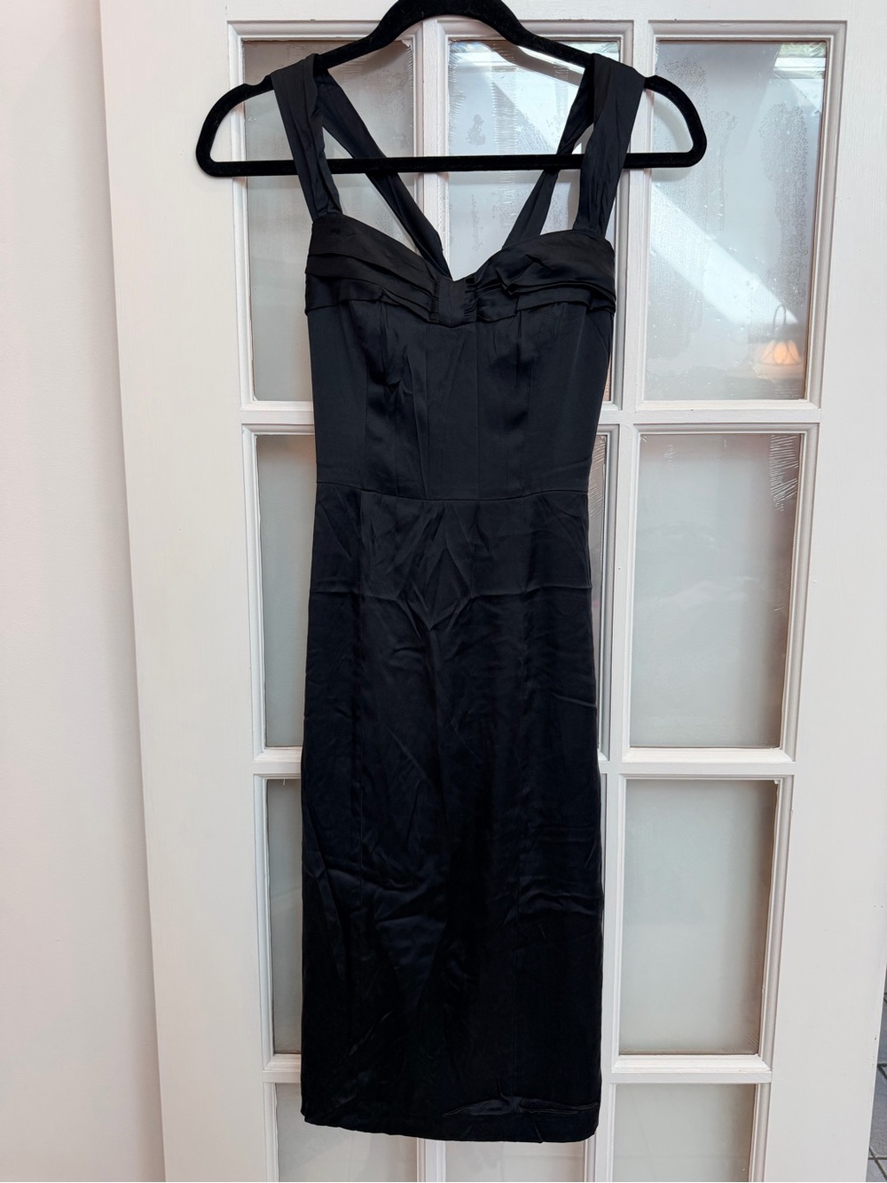 Vintage Betsey Johnson 90’s Y2K Silk Black Midi Dress Feminine Gothic Size 6